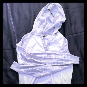 Macy’s Carbon sweater with hood Grey and white.